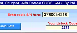 BLAUPUNKT FIAT PEUGEOT ALFA ROMEO  RADIO CODE CALCULATOR