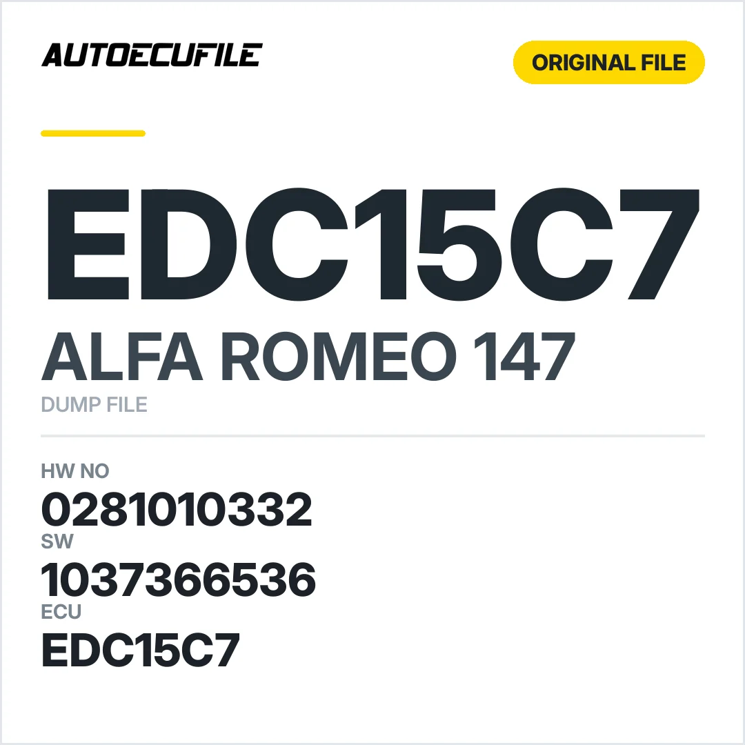 ALFA ROMEO 147 EDC15C7 0281010332 1037366536 DUMP