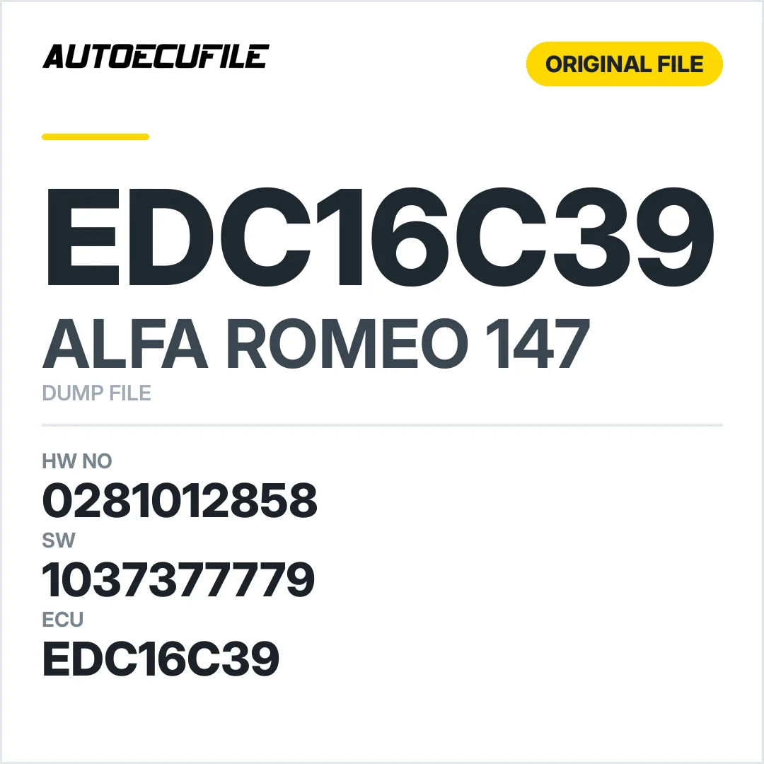 ALFA ROMEO 147 EDC16C39 0281012858 1037377779 DUMP
