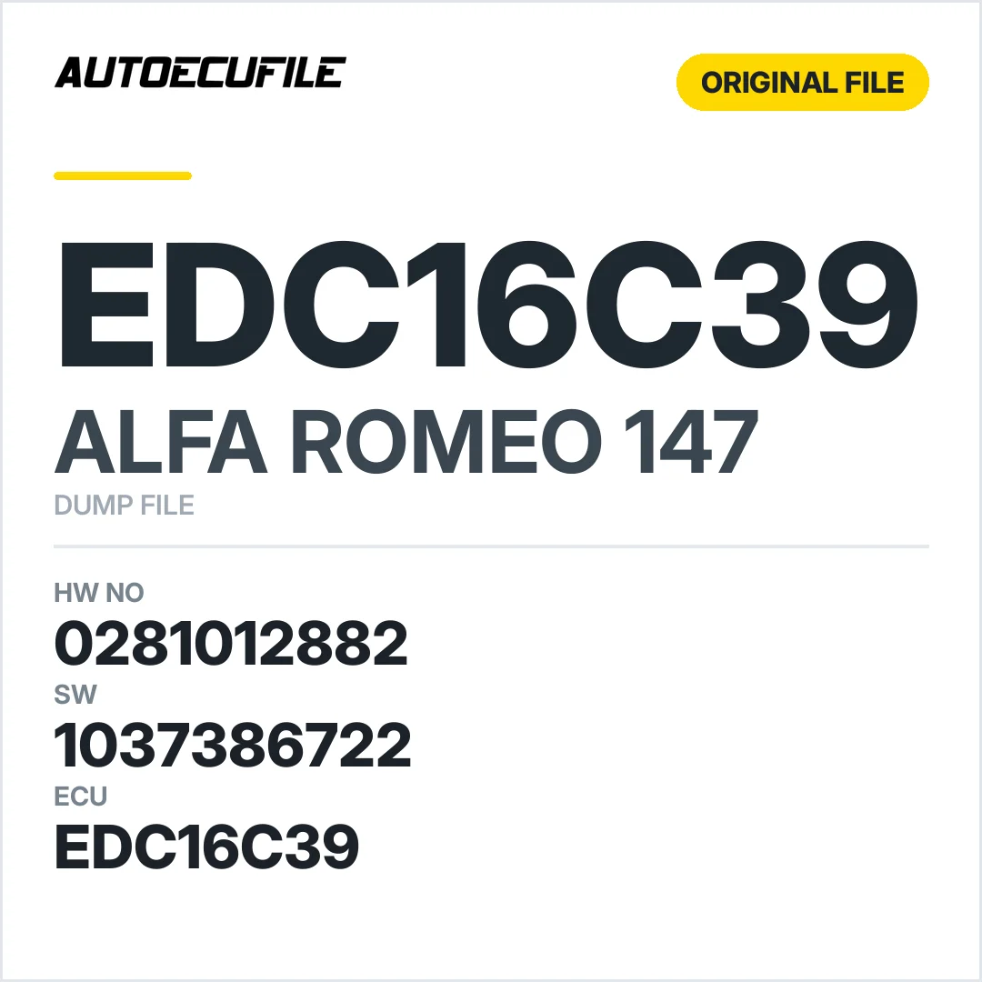 ALFA ROMEO 147 EDC16C39 0281012882 1037386722 DUMP