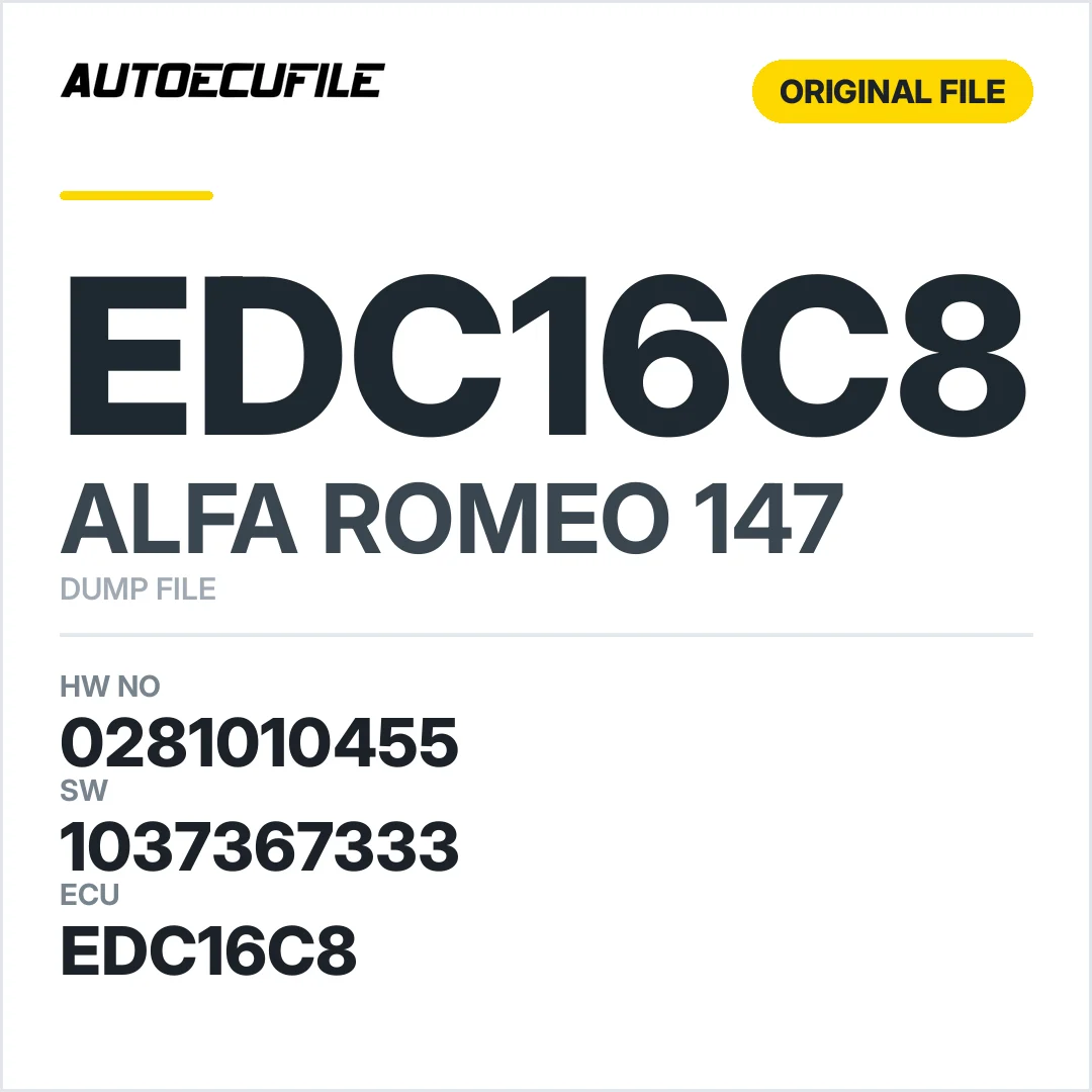ALFA ROMEO 147 EDC16C8 0281010455 1037367333 DUMP
