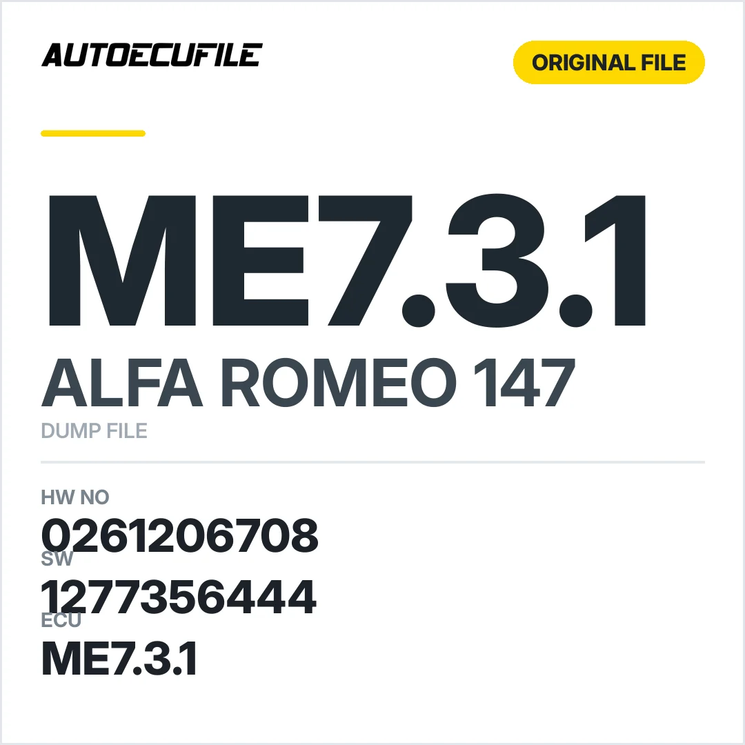 ALFA ROMEO 147 ME7.3.1 0261206708 1277356444 DUMP