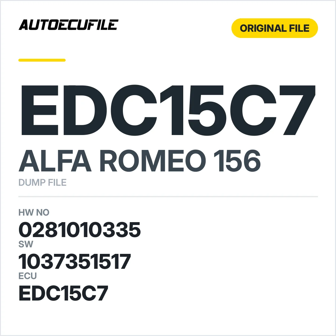 ALFA ROMEO 156  EDC15C7 0281010335 1037351517 DUMP
