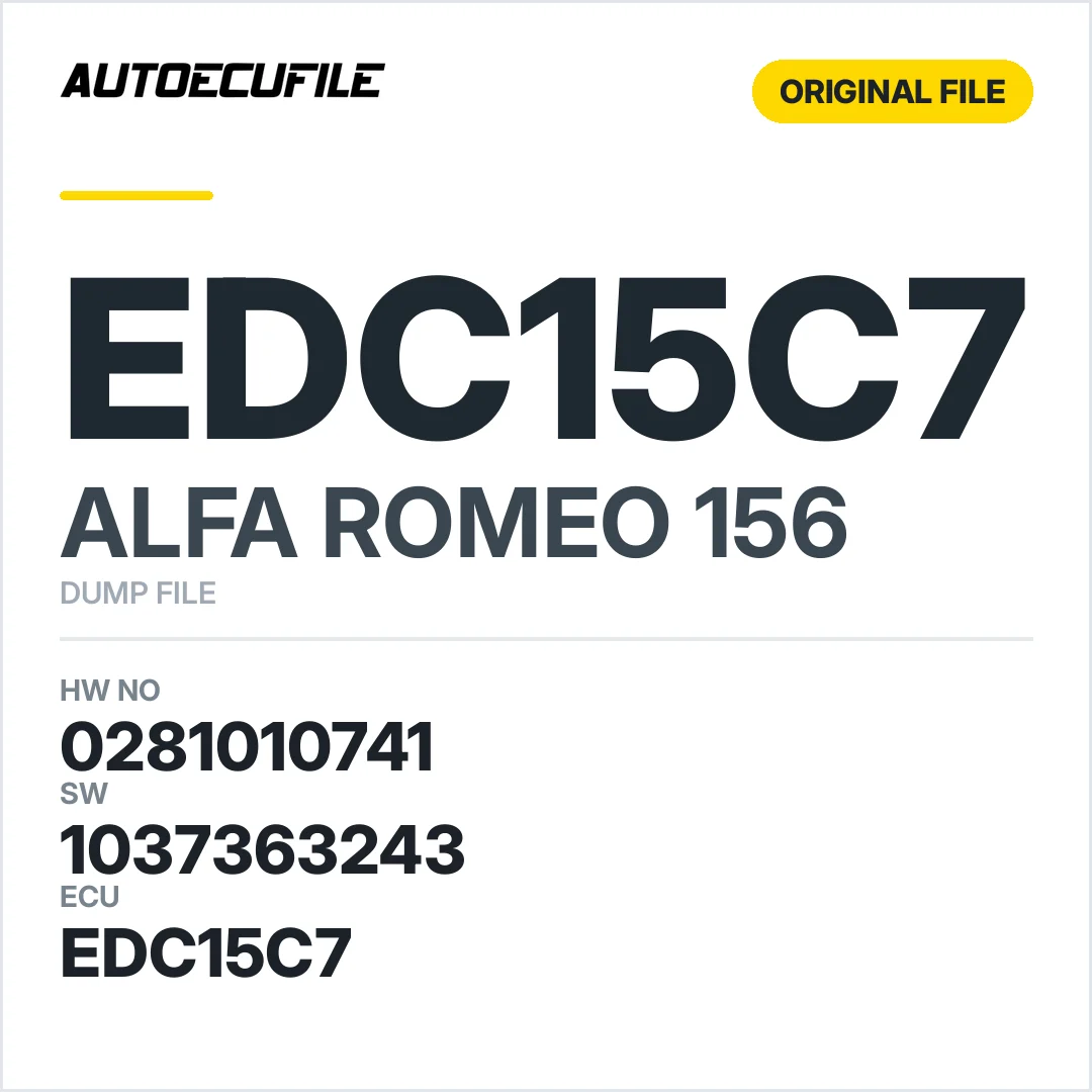ALFA ROMEO 156 EDC15C7 0281010741 1037363243 DUMP