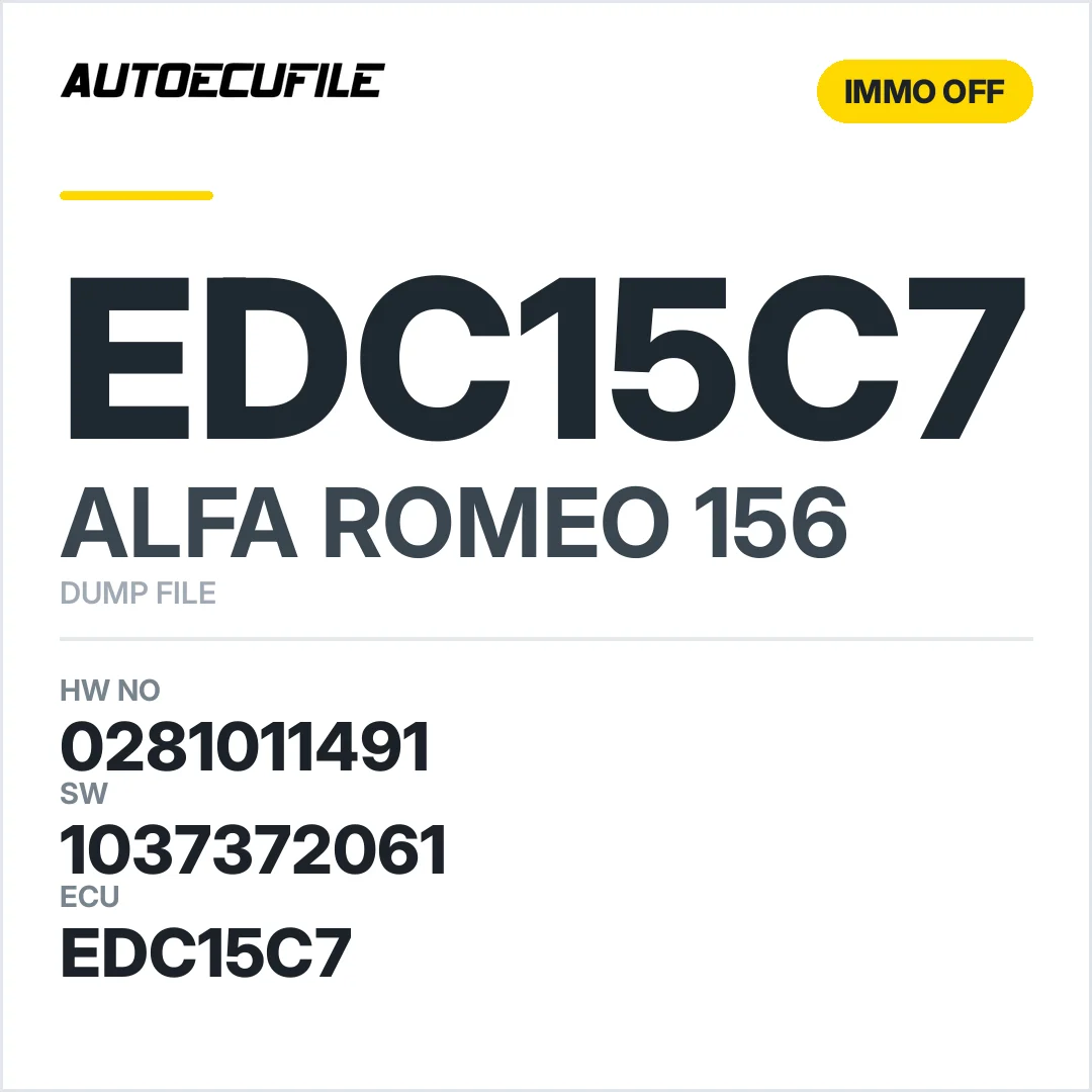 ALFA ROMEO  156 EDC15C7 0281011491 1037372061 IMMO OFF DUMP