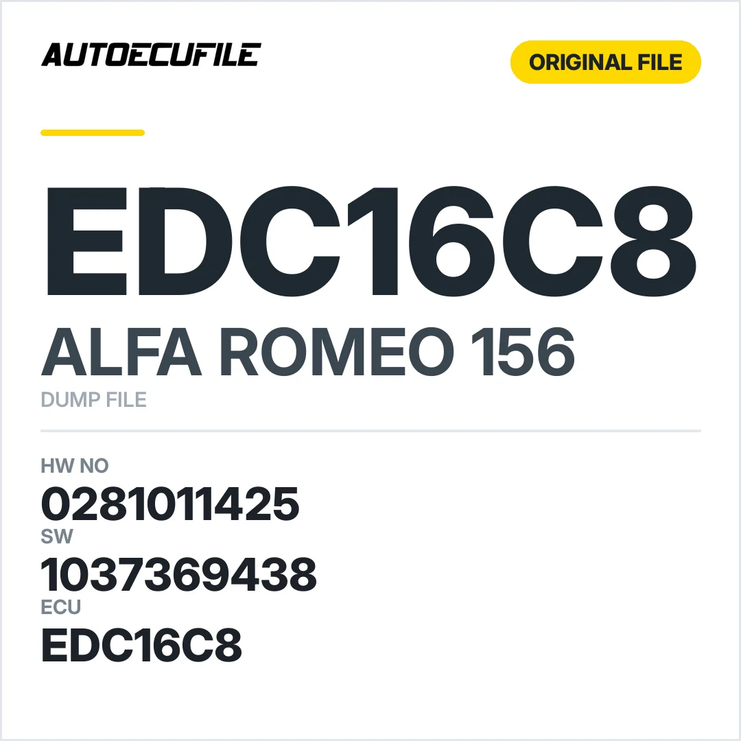 ALFA ROMEO 156 EDC16C8 0281011425 1037369438 DUMP