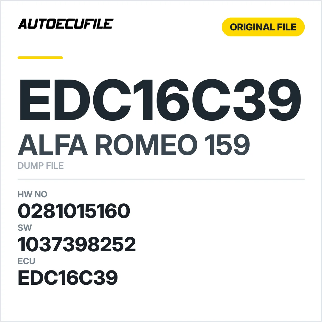 ALFA ROMEO 159 EDC16C39 0281015160 1037398252 DUMP