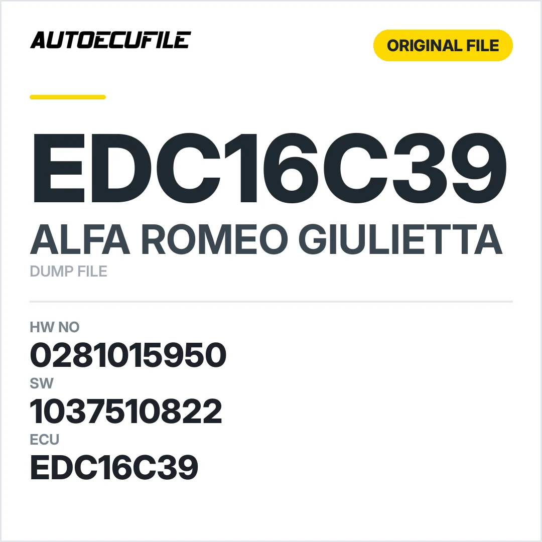 ALFA ROMEO GIULIETTA EDC16C39 0281015950 1037510822 DUMP