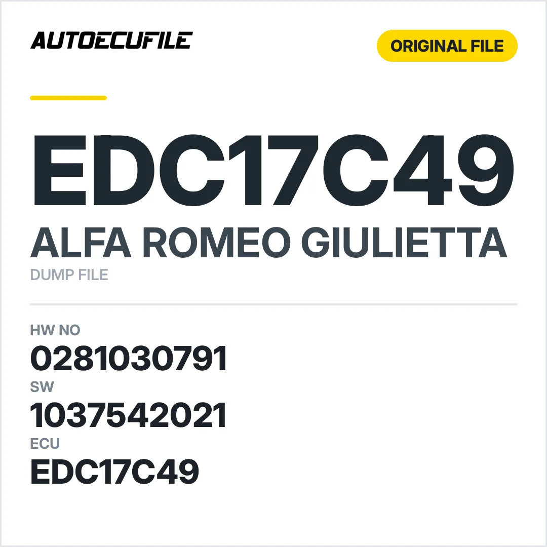 ALFA ROMEO GIULIETTA EDC17C49 0281030791 1037542021 DUMP
