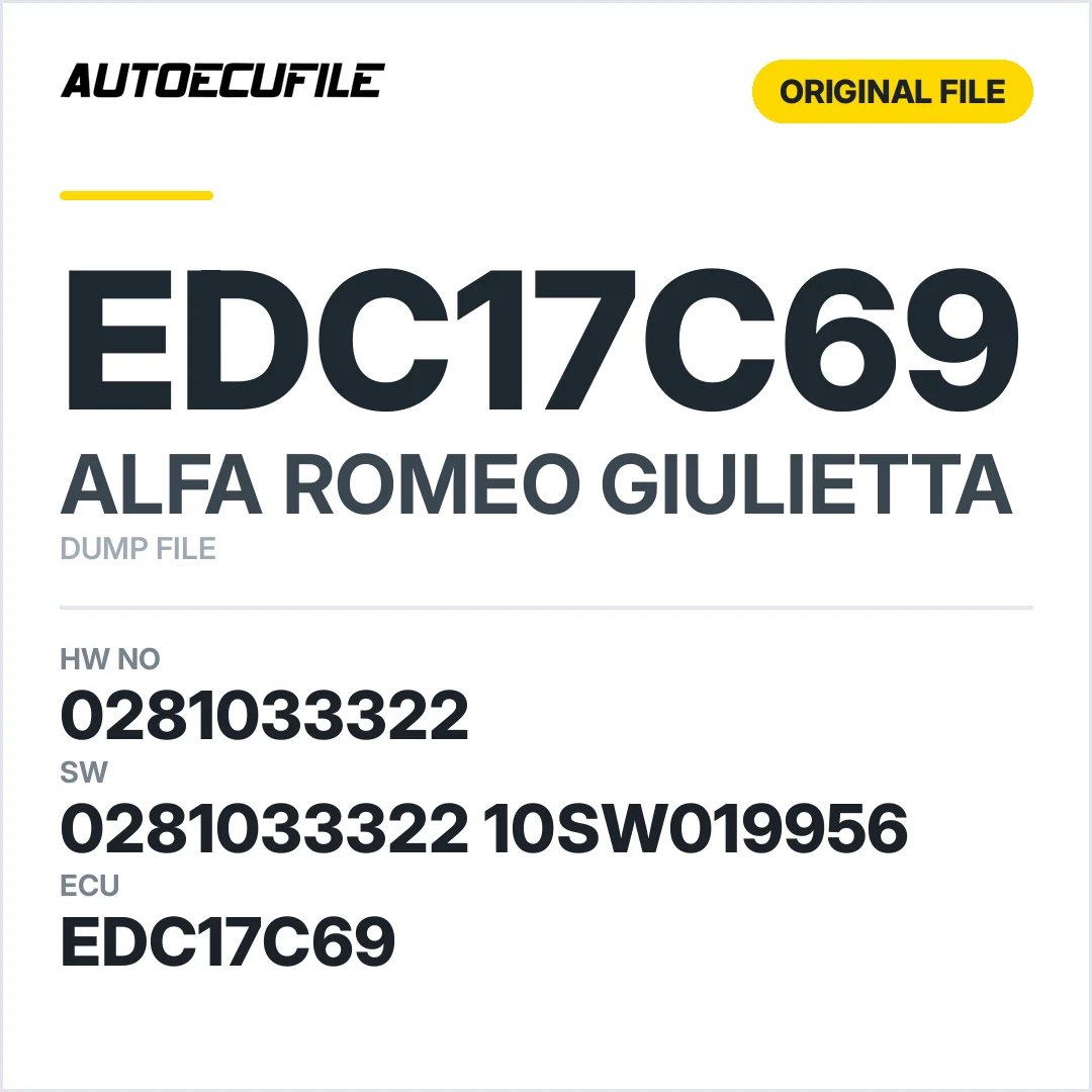 ALFA ROMEO GIULIETTA EDC17C69 0281033322 10SW019956 DUMP