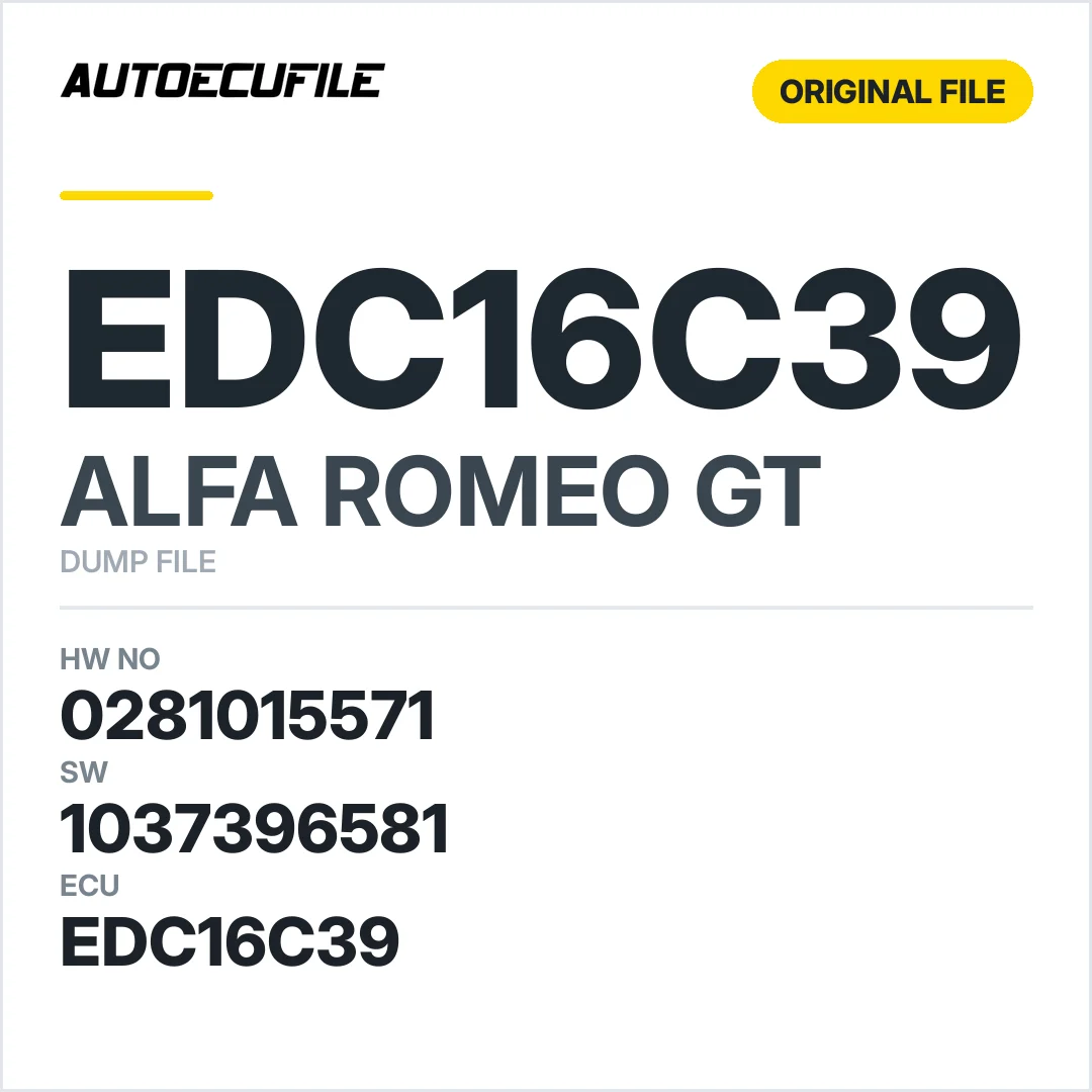 ALFA ROMEO GT EDC16C39 0281015571 1037396581 DUMP