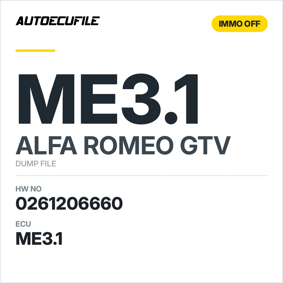 ALFA ROMEO GTV ME3.1 0261206660 IMMO OFF DUMP