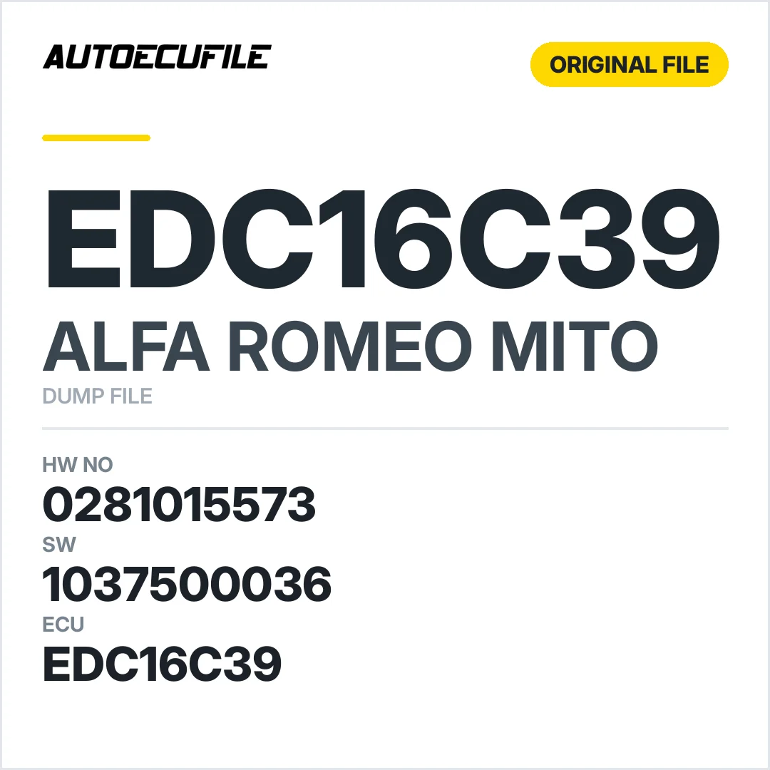 ALFA ROMEO MiTO EDC16C39 0281015573 1037500036 DUMP