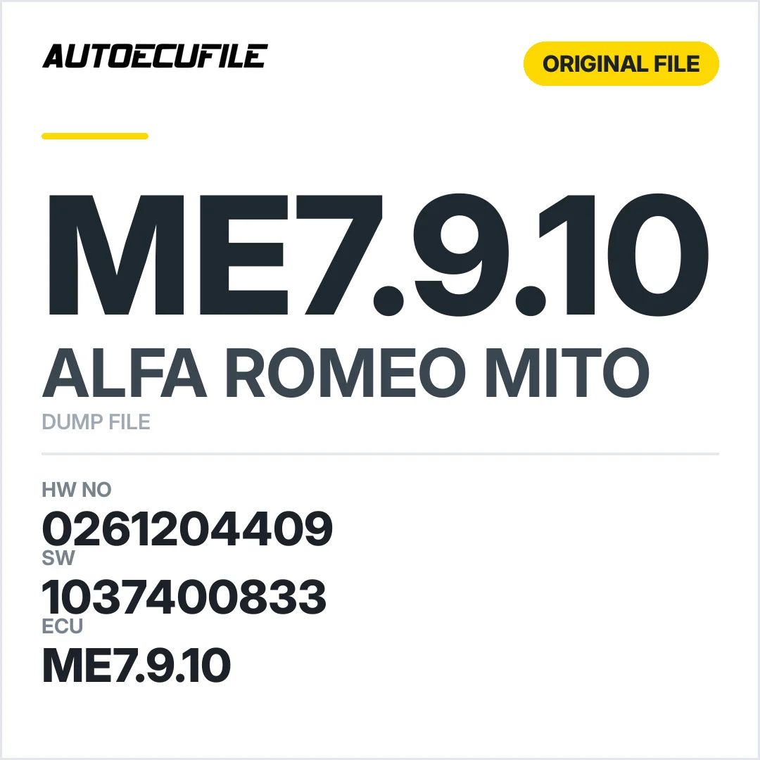 ALFA ROMEO MITO ME7.9.10 0261204409 1037400833 DUMP