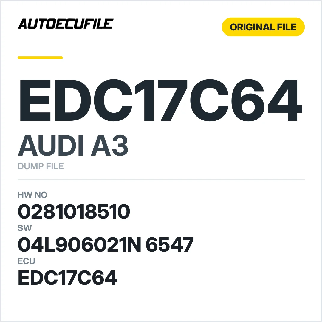AUDI A3 EDC17C64 0281018510 04L906021N 6547 1037538356 DUMP