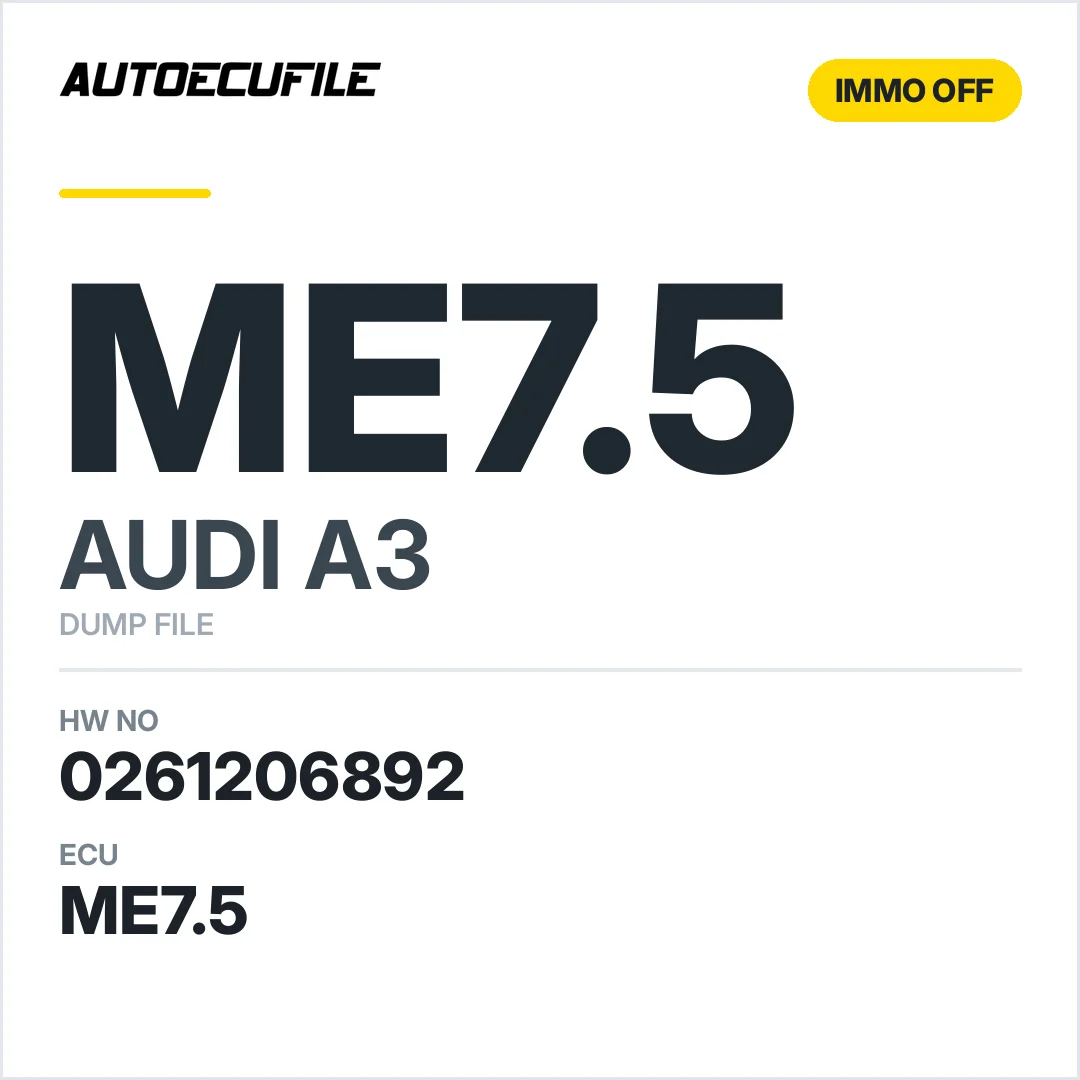 AUDI A3 ME7.5 0261206892 06A906032 BJ IMMO OFF DUMP