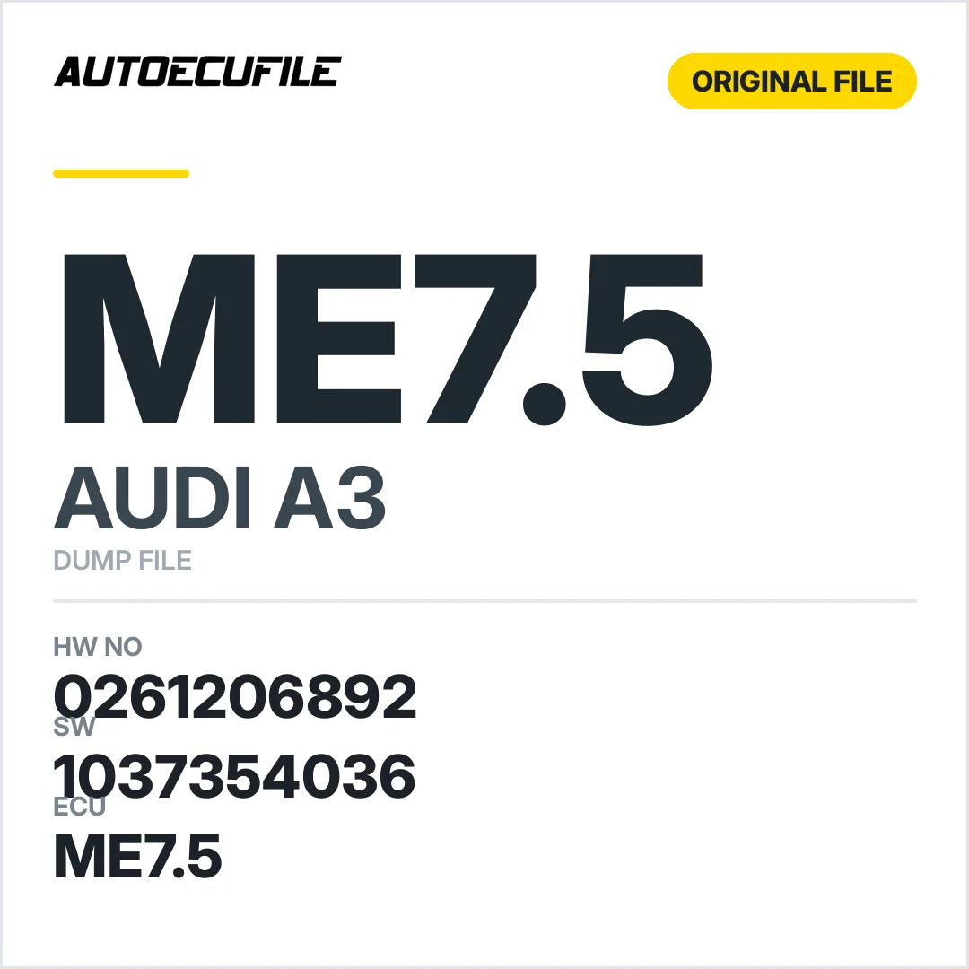 AUDI A3 ME7.5 0261206892 1037354036 DUMP