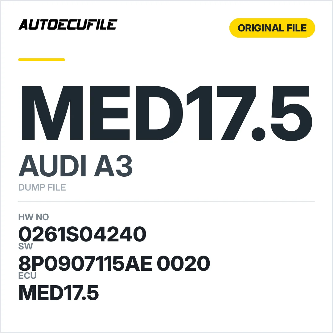 AUDI A3 MED17.5 8P0907115AE 0020 1037396770 DUMP