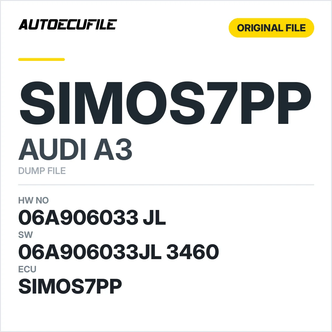 AUDI A3 SIMOS 7PP 06A906033 JL 06A906033JL 3460 DUMP
