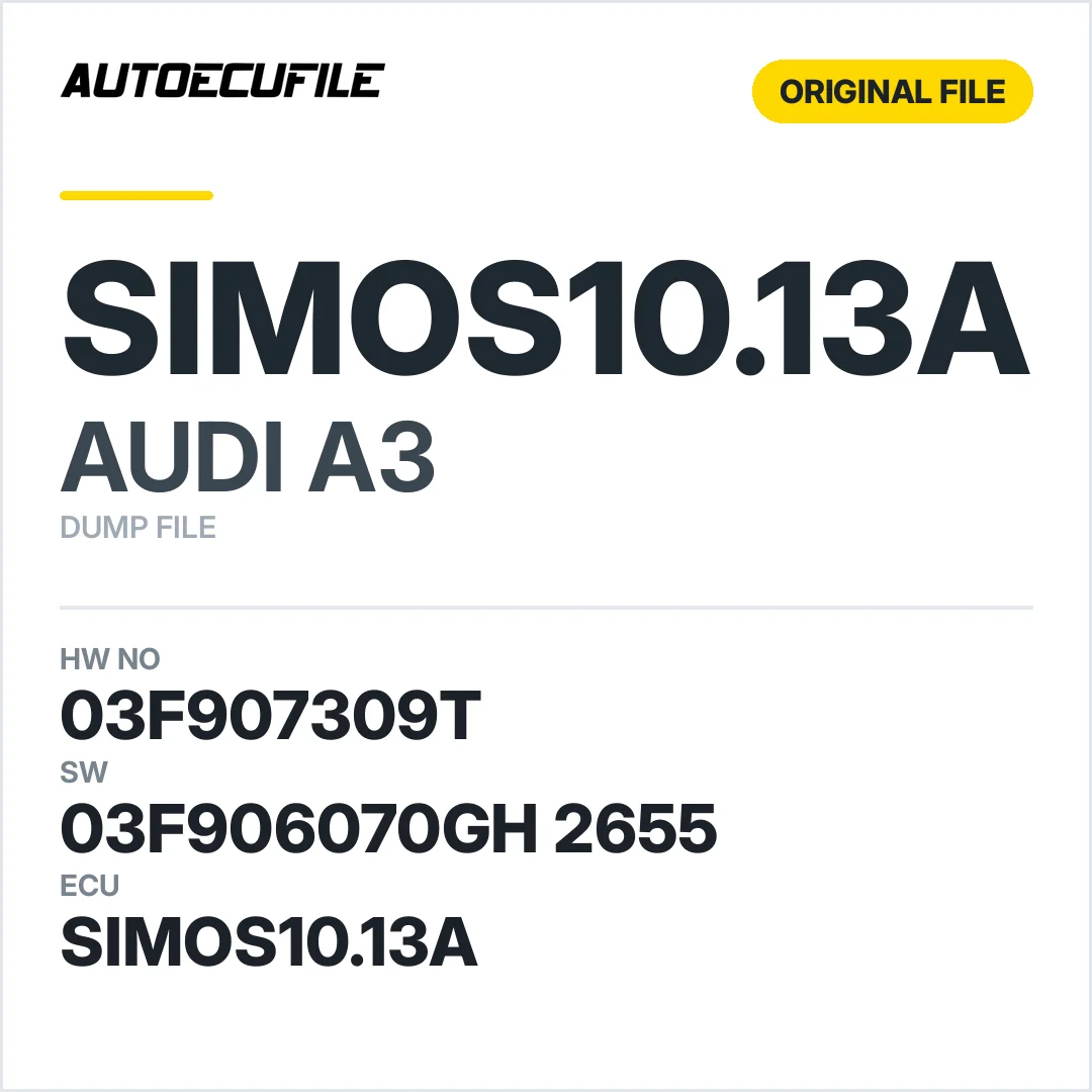 AUDI A3 SIMOS10.13A 03F907309T 03F906070GH 2655 DUMP