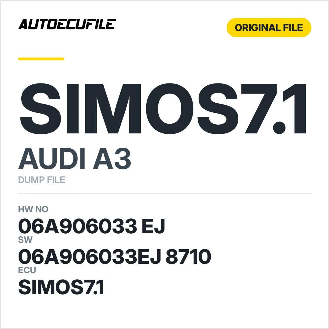 AUDI A3 SIMOS7.1 06A906033 EJ 06A906033EJ 8710 DUMP