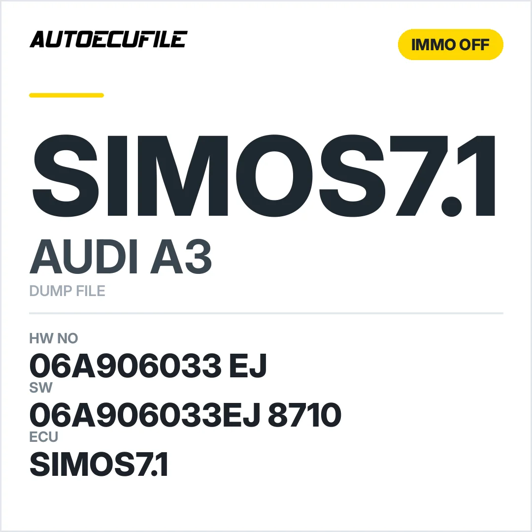 AUDI A3 SIMOS7.1 06A906033 EJ 06A906033EJ 8710 IMMO OFF DUMP
