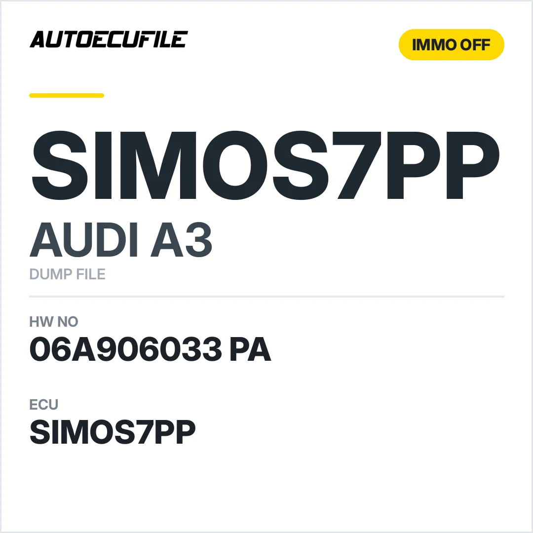 AUDI A3 SIMOS7PP 06A906033 PA 5WP40789 01  IMMO OFF DUMP