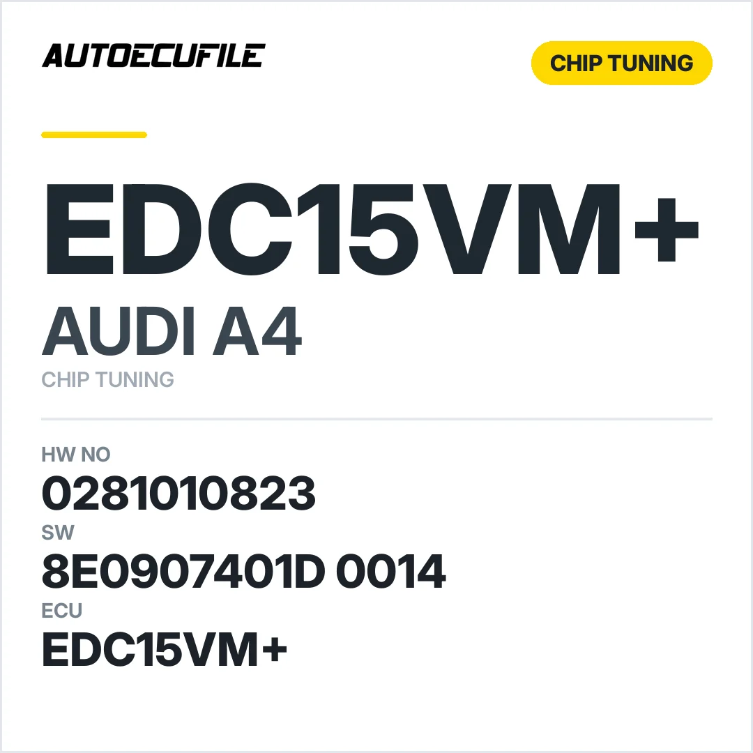 AUDI A4 EDC15VM+ 0281010823 1037367154 8E0907401D 0014 STAGE1 TUNED