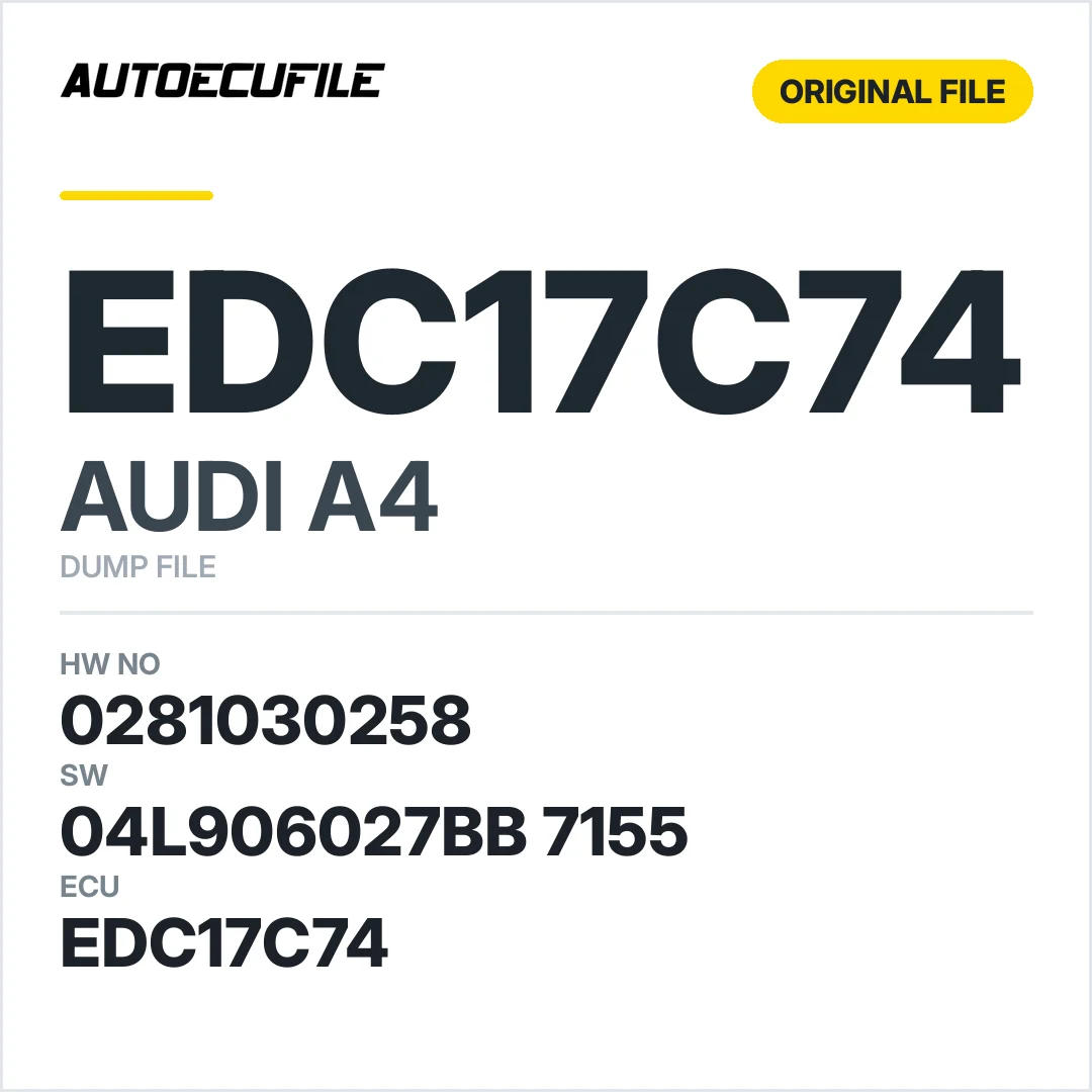 AUDI A4 EDC17C74 0281030258 04L906027BB 7155 10SW046085 DUMP