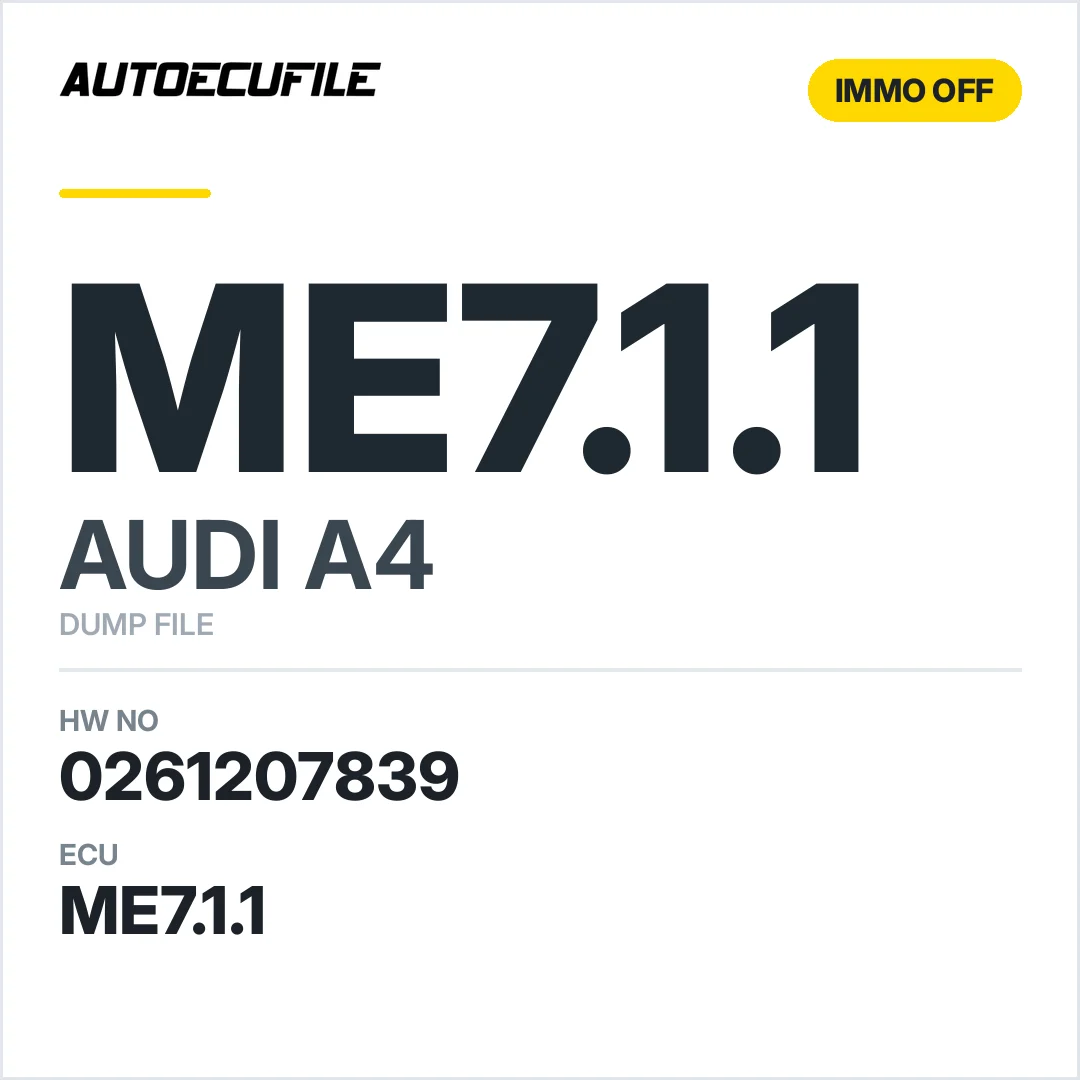AUDI A4  ME7.1.1 0261207839 IMMO OFF DUMP