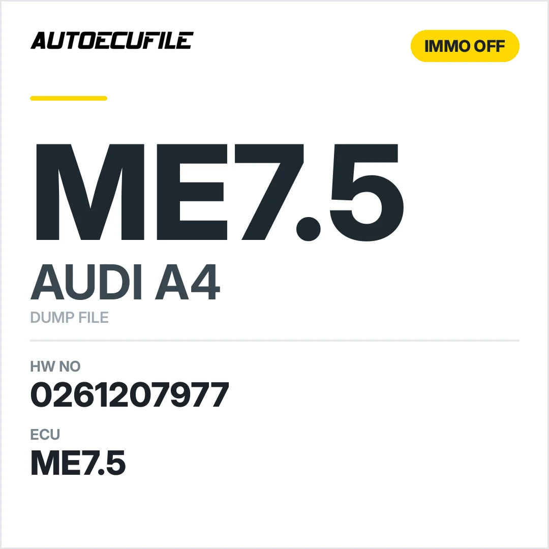 AUDI A4 ME7.5 8E0909557 J  0261207977 IMMO OFF DUMP
