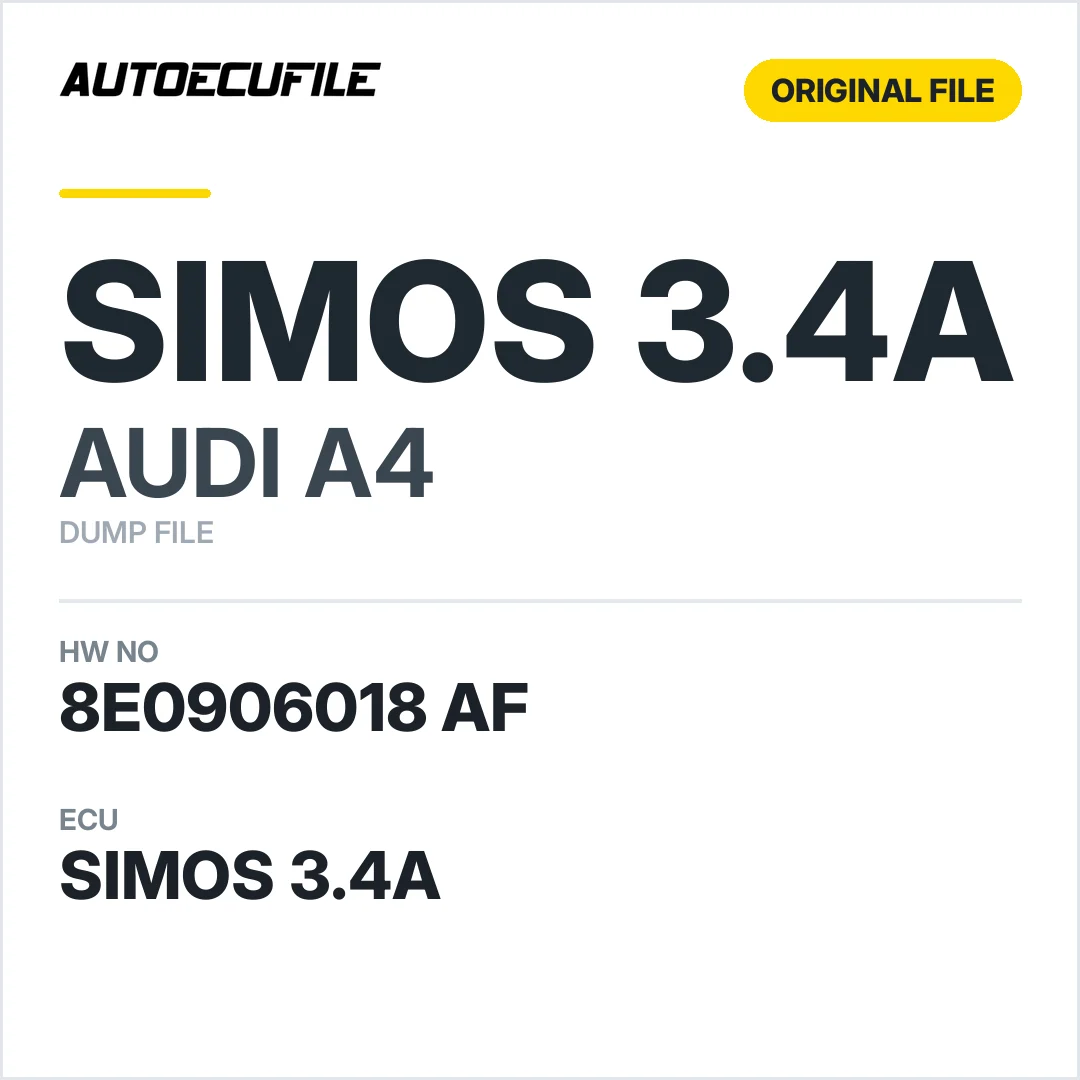 AUDI A4 SIMOS 3.4A 8E0906018 AF 5WP4 0144 DUMP