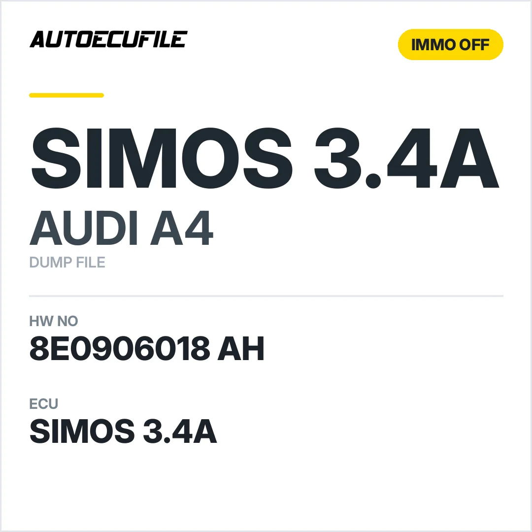 AUDI A4 SIMOS 3.4A 8E0906018 AH 5WP40170 IMMO OFF DUMP