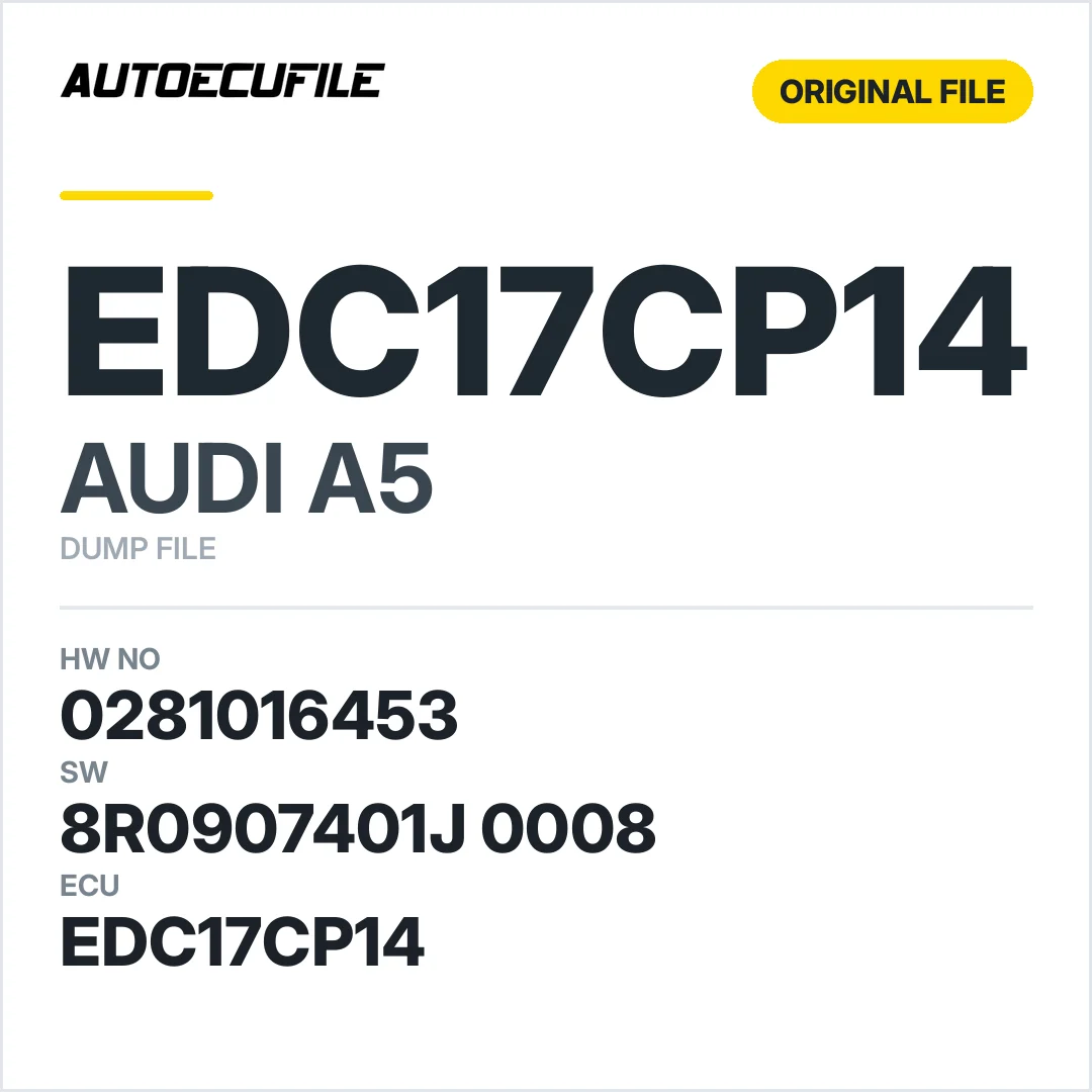 AUDI A5 EDC17CP14 0281016453 8R0907401J 0008 1037516613 DUMP