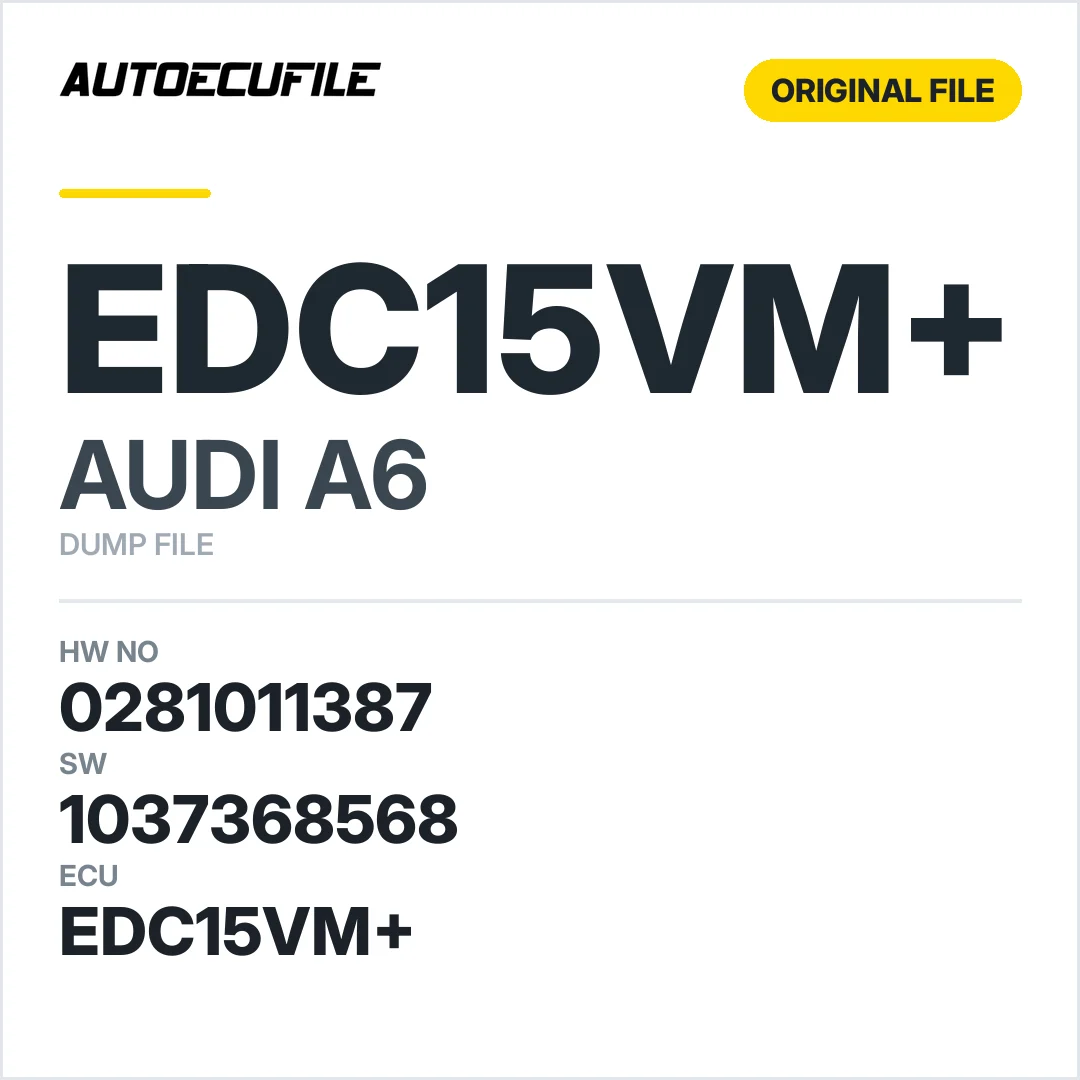 AUDI A6 EDC15VM+ 0281011387 8E0907401 J 1037368568 DUMP