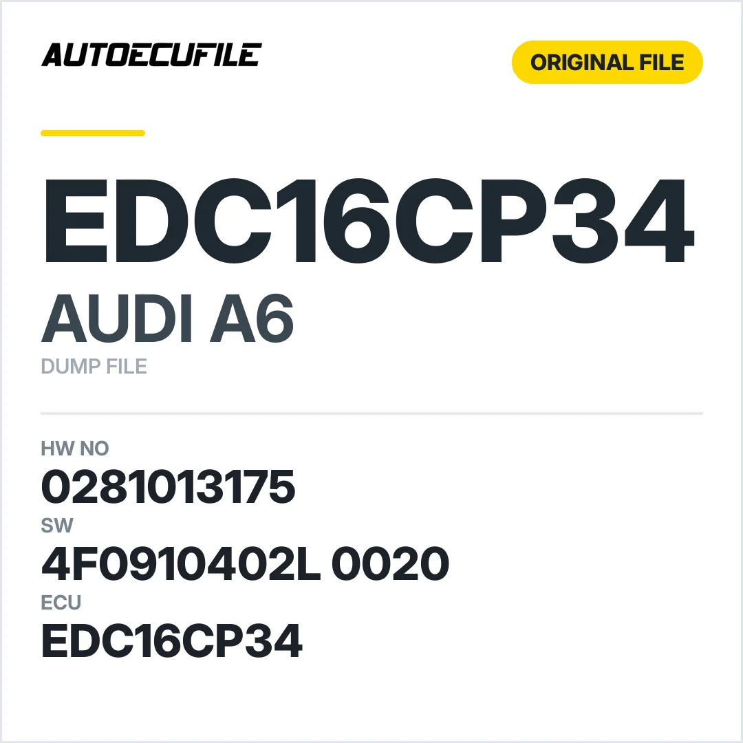 AUDI A6 EDC16CP34 0281013175 4F0910402L 0020 1037379480 DUMP