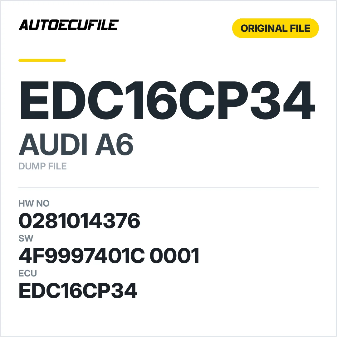 AUDI A6 EDC16CP34 0281014376 4F9997401C  0001 10SW087675 DUMP