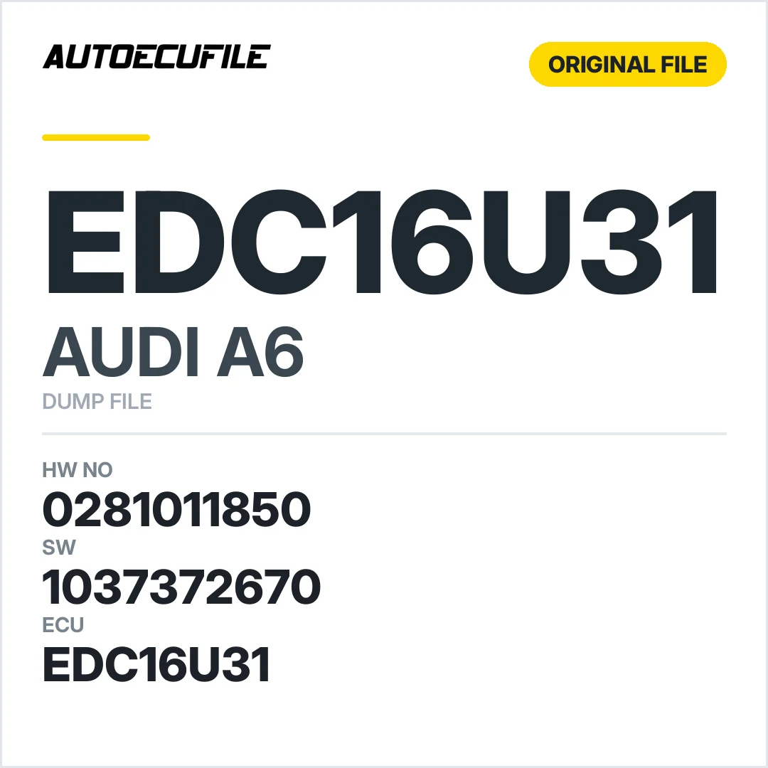 AUDI A6 EDC16U31 0281011850 1037372670 DUMP