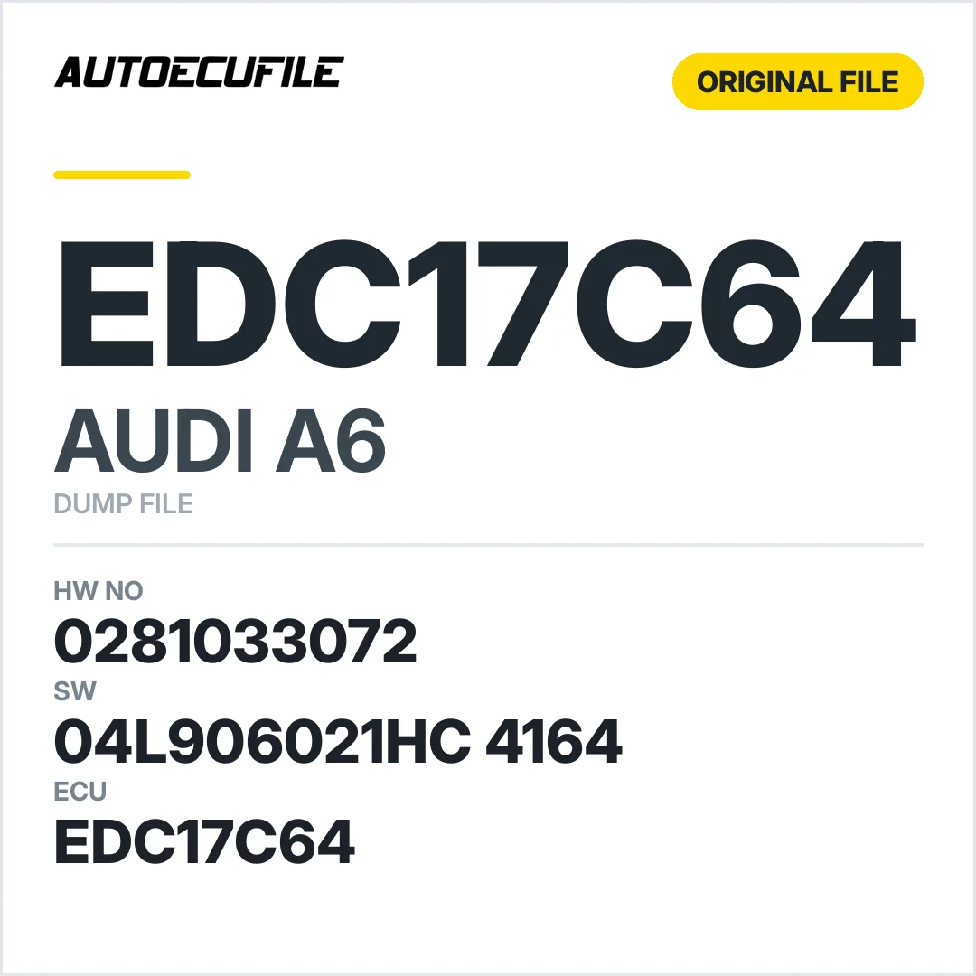 AUDI A6 EDC17C64 0281033072 04L906021HC 4164 10SW016433 DUMP