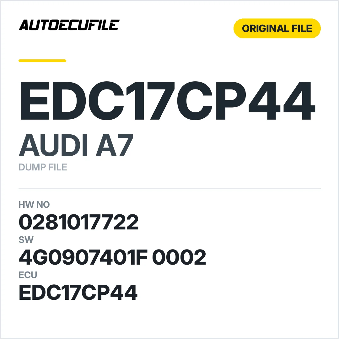 AUDI A7 EDC17CP44 0281017722 4G0907401F   0002 1037513666 DUMP