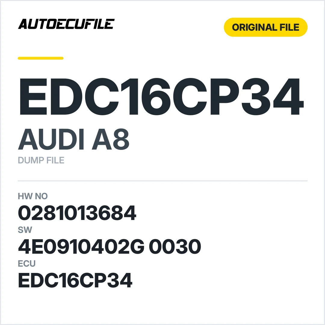 AUDI A8 EDC16CP34 0281013684  4E0910402G 0030 1037384620 DUMP