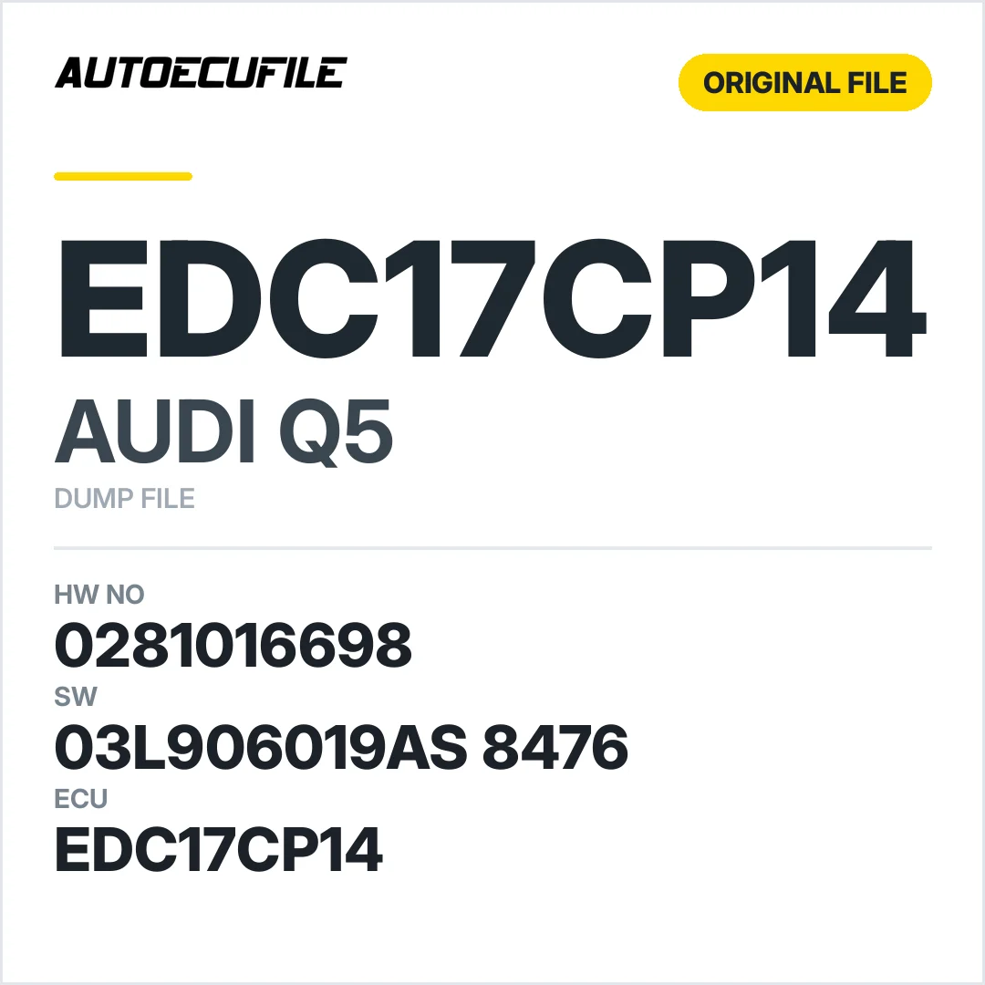 AUDI Q5 EDC17CP14 0281016698 03L906019AS 8476  1037516675 DUMP