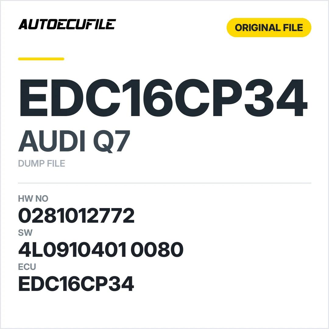 AUDI Q7 EDC16CP34 0281012772  4L0910401 0080 1037379749 DUMP