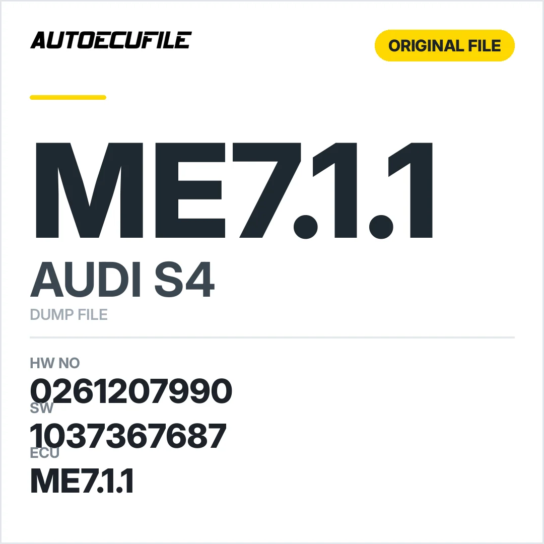 AUDI S4  ME7.1.1 8E0910560 0261207990 1037367687 DUMP