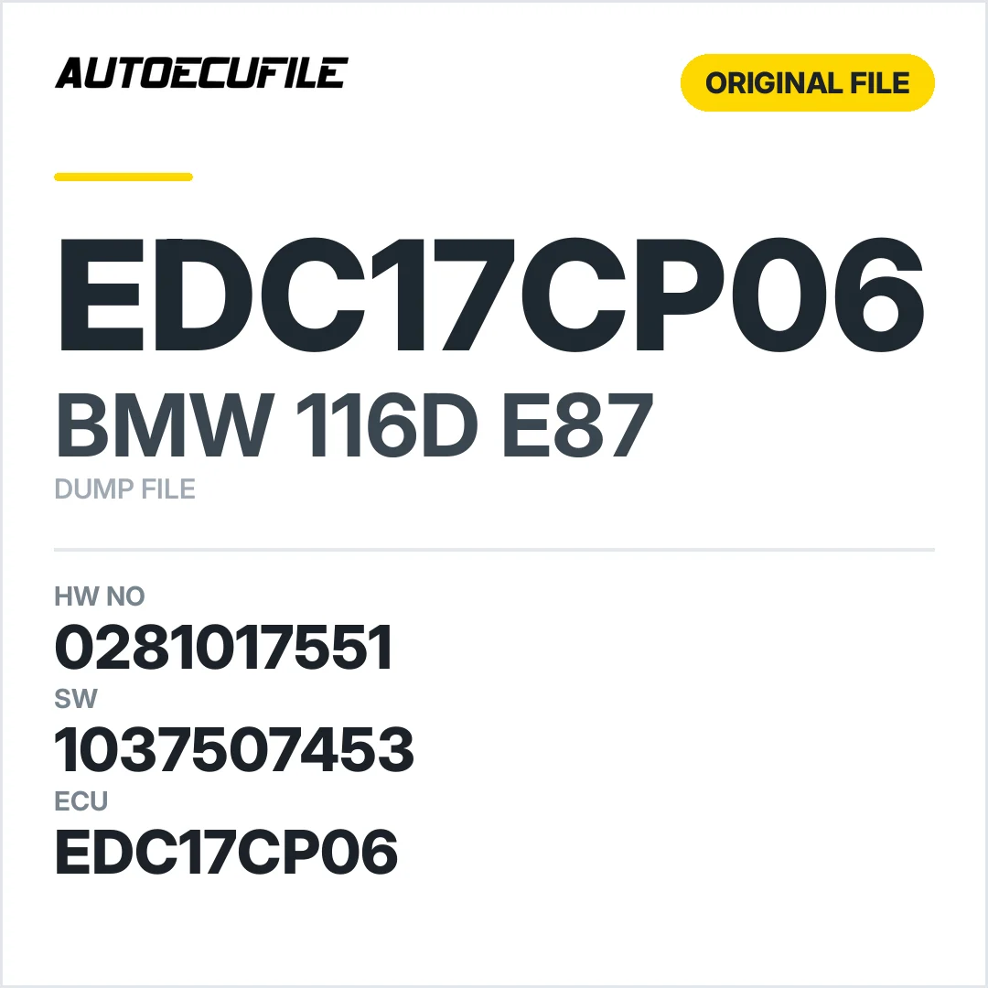 BMW 1.16D E87 EDC17CP06 0281017551 08516908 1037507453 DUMP