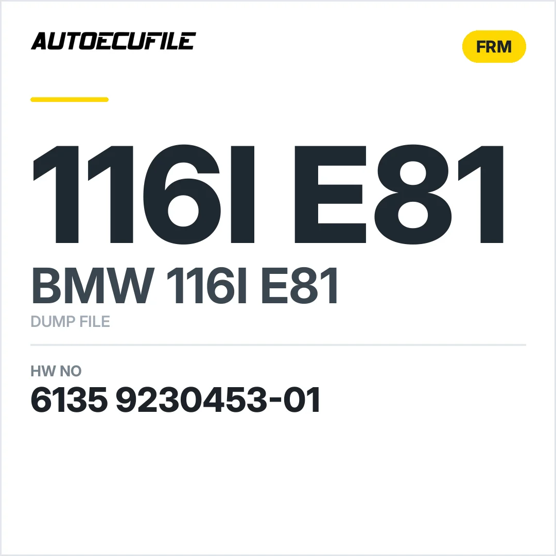 BMW 116I E81 FRM 6135 9230453-01 DUMP