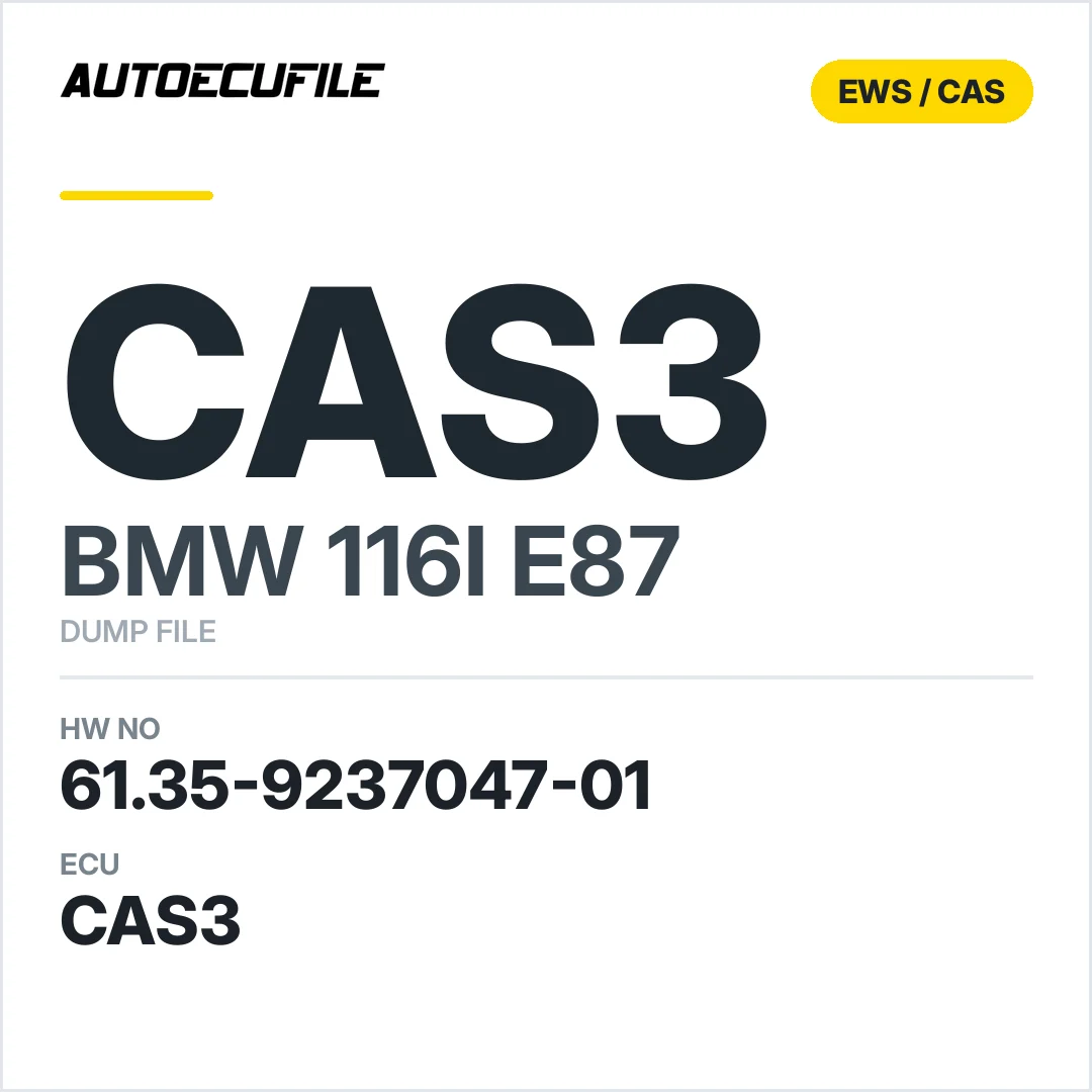 BMW 116I E87 CAS3 6135 9237047-01 DUMP