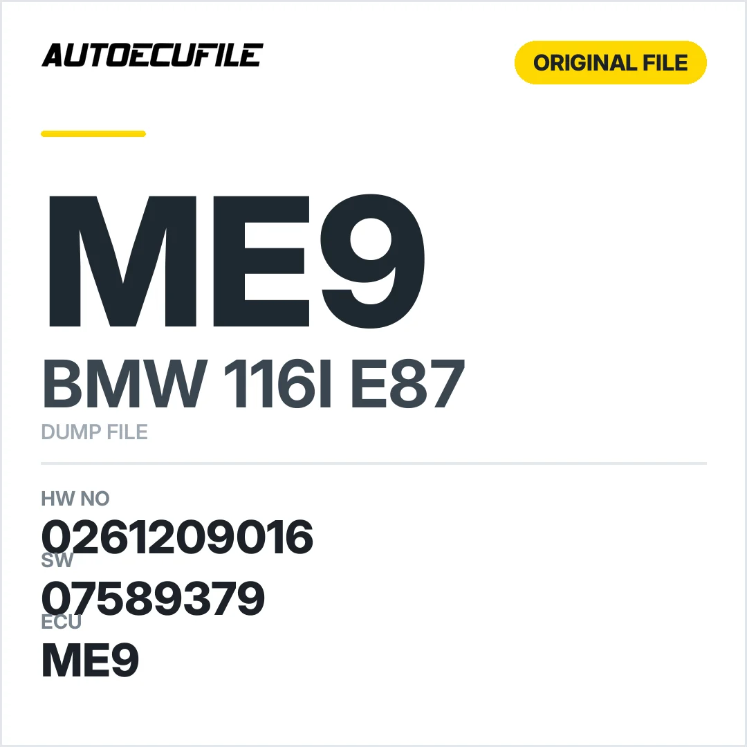 BMW 116I E87 ME9 0261209016 07589379 1037376230 DUMP
