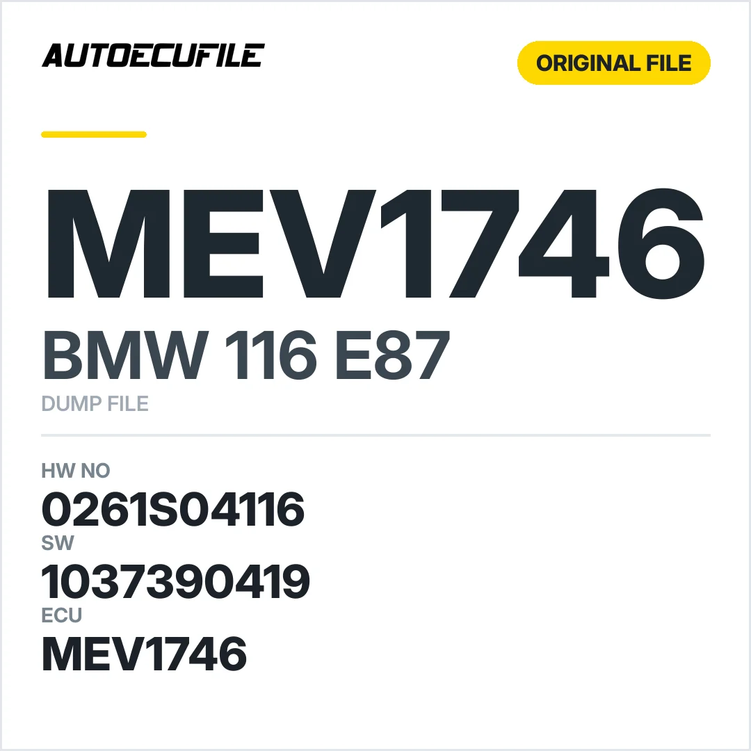 BMW 116I E87 MEV1746 0261S04116 1037390419 DUMP