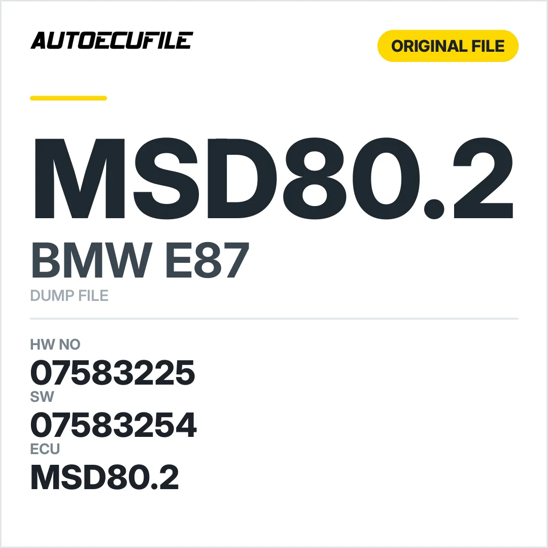 BMW 116I E87 MSD80.2 07583225 07583254 DUMP